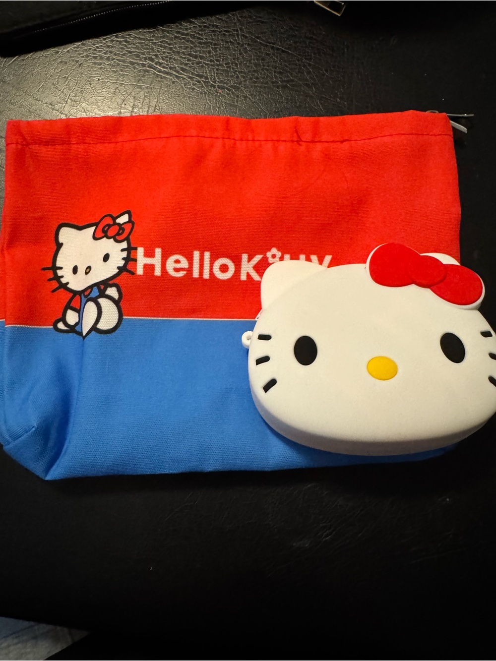 Sanrio Hello Kitty Red & Blue Kids Pouch with White Hello Kitty Coin Case